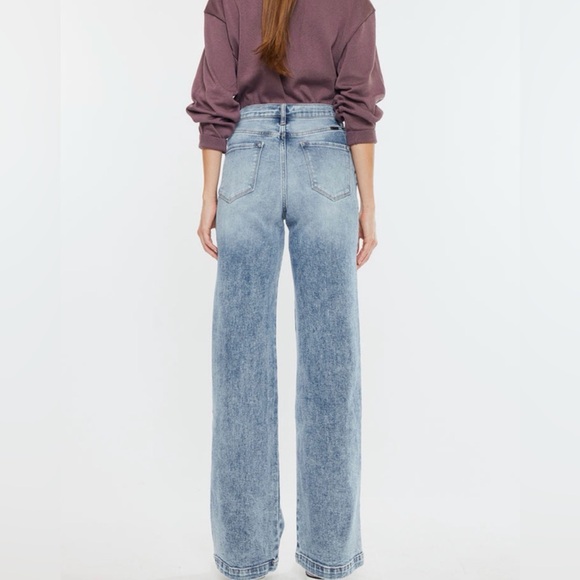 KanCan Light Blue Wash Roxana Ultra High Rise 90's Flare Jeans 24 - Picture 2 of 5